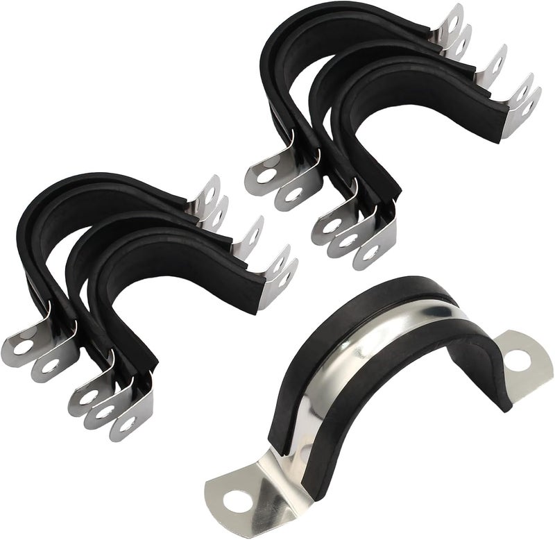 Jersvimc 10PCS Reinforced Rigid Pipe Strap Clamp 1-9/16 Inch Conduit Clamp with Rubber Straps, Pipe Brackets for Mounting 2 Hole U Clamps Brackets Strap Hanger Tube Tension Clips Heavy Duty - Image 2